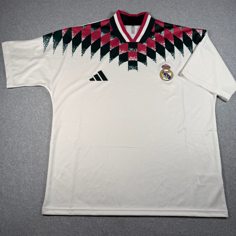 Adidas Real Madrid Street Jersey White Green Maroon KG2960 Mens Large NEW
